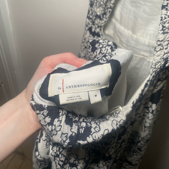 Anthropologie Floral Printed Midi Dress linen blend open back - Picture 9 of 11